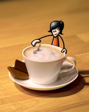 je bois ma tasse de cafe 