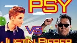 PSY vs Justin Bieber sur Mario !!