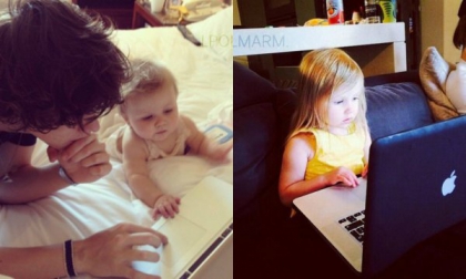 Harry apprend a un petit b�b� utiliser le PC