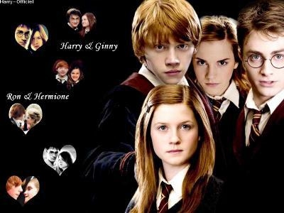 Hermione Granger, Ron Weasley, Harry Potter et Ginny Weasley