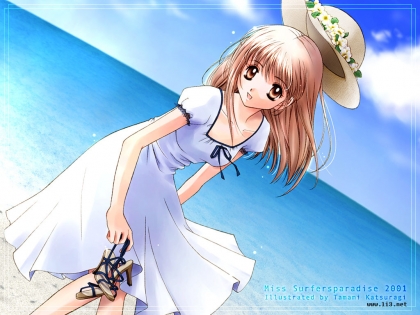 une mangas girl a la plage