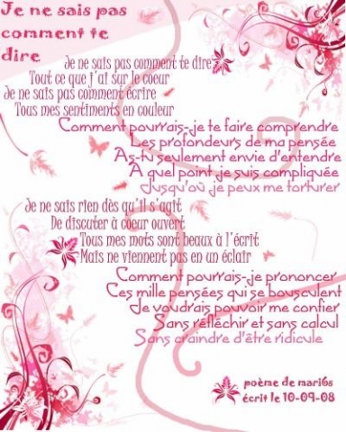 je ne sais pas comment te le dire.....