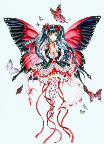 mangas en papillon rouge