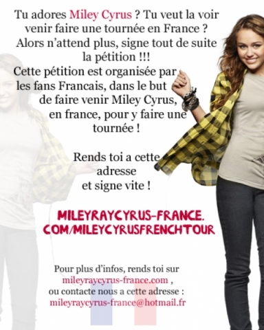 Miley Cyrus fait une tourne en France ( Cool ) !