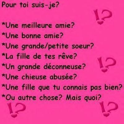 Qui je suis pour toi?