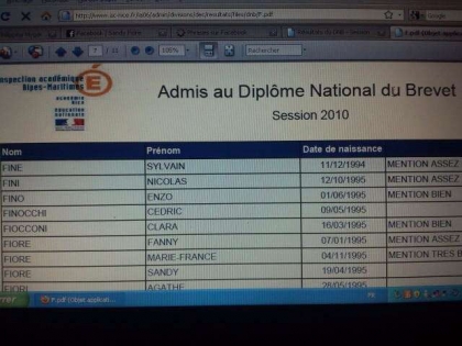ma soeure a eu son brevet!!!