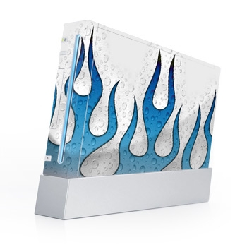 wii blanche avec flammes bleu