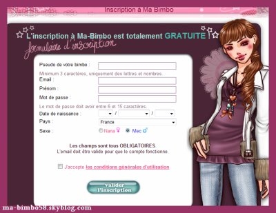 la fiche d'inscription