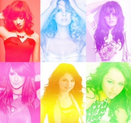 demi, miley, taylor, vanessa, ashley, selena