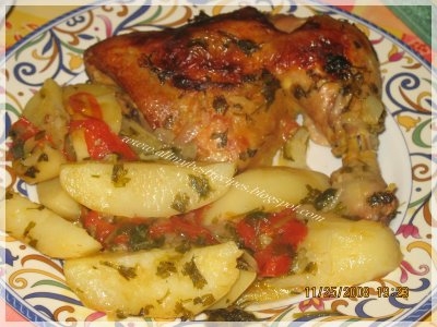 poulet rotie avec des pomme de terre