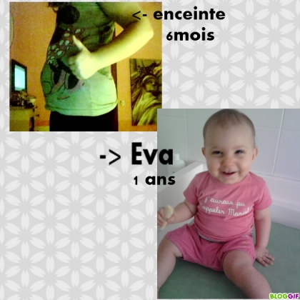 moi  enceinte  de  eva   et eva  maintenant