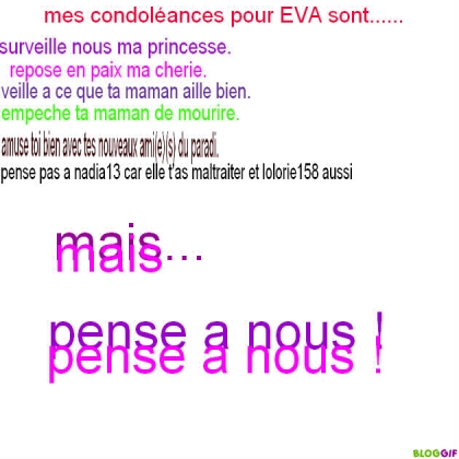 ms condoleances pourEVA..