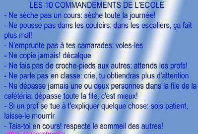 Les 10 commandements de l'cole.☺