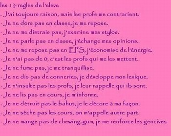 les 13 rgles de l'lve.☻