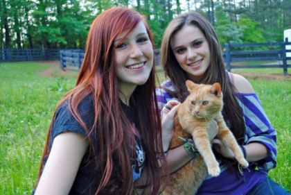 Peyton,moi Caitlin and cats